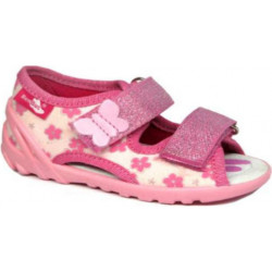 Różowe kapcie RenBut na rzepy