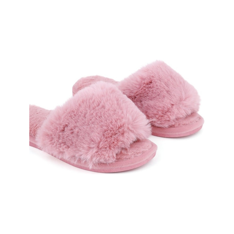Różowe kapcie Yourshoes z płaską podeszwą