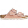 Różowe klapki Birkenstock ze skóry z płaską podeszwą