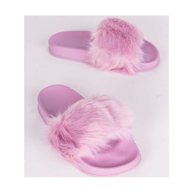 Różowe klapki Gemre.com.pl z płaską podeszwą w stylu casual