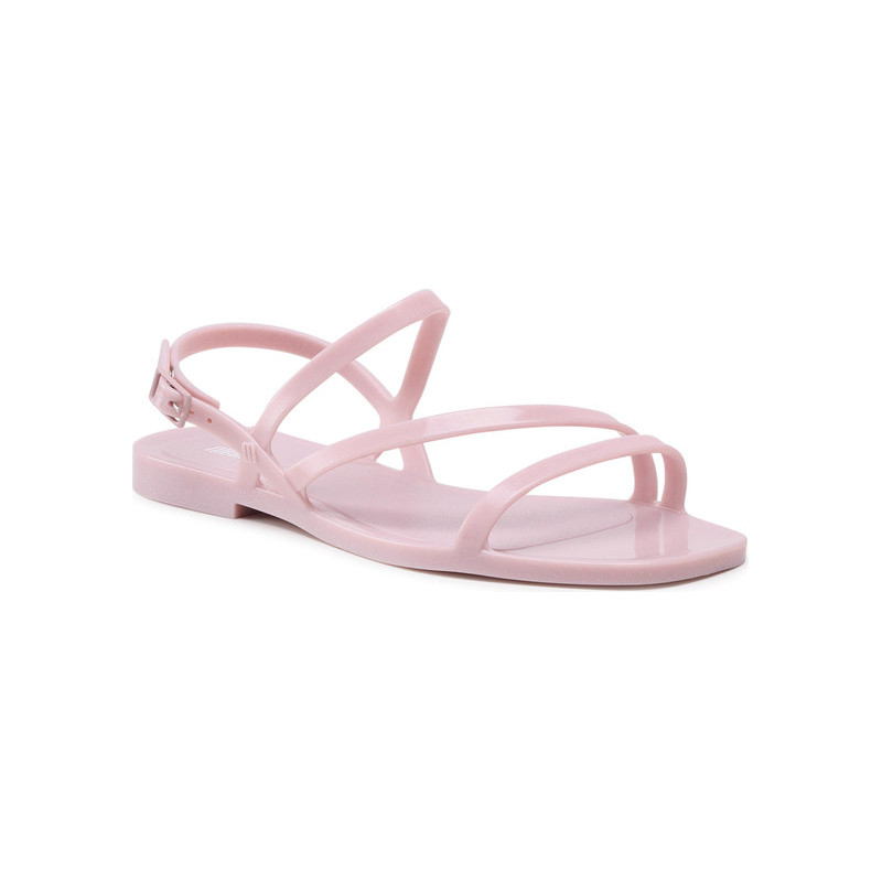 Różowe sandały Melissa w stylu casual z płaską podeszwą z klamrami