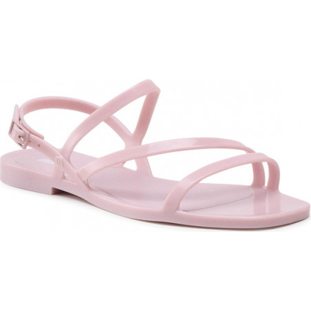 Różowe sandały Melissa w stylu casual z płaską podeszwą z klamrami
