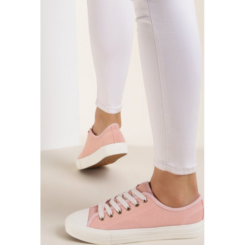 Różowe trampki Renee sznurowane