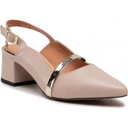 Sandały SIMEN z klamrami na obcasie ze skóry