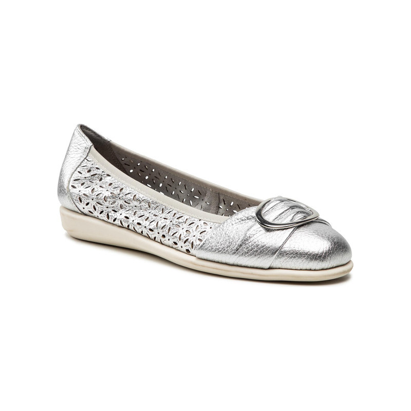 Srebrne baleriny Caprice w stylu casual