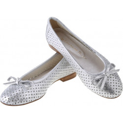 Srebrne baleriny Lafemmeshoes ze skóry