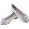 Srebrne baleriny Lafemmeshoes ze skóry