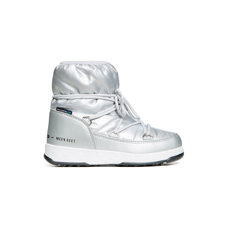 Srebrne buty dziecięce zimowe Moon Boot sznurowane