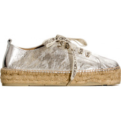 Srebrne espadryle Manebi w stylu boho z tkaniny