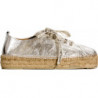 Srebrne espadryle Manebi w stylu boho z tkaniny