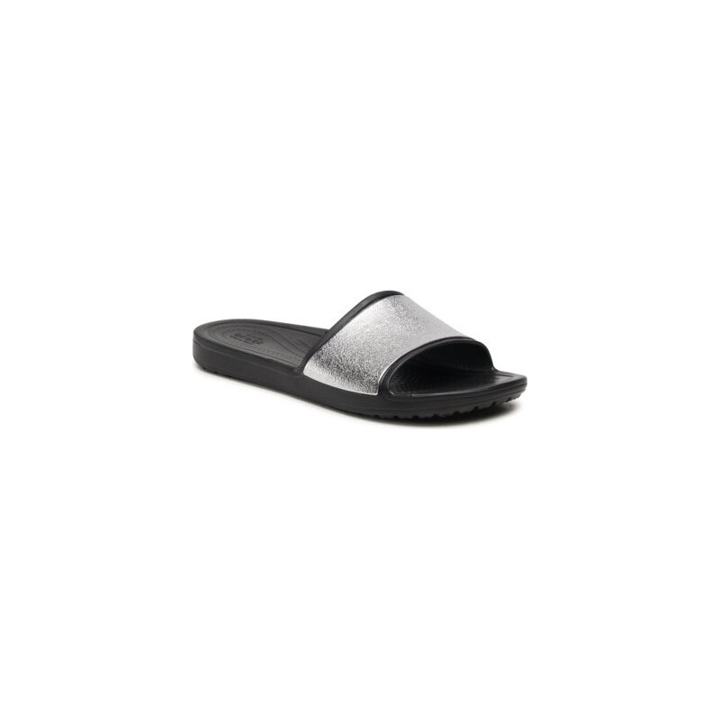 Srebrne klapki Crocs w stylu casual