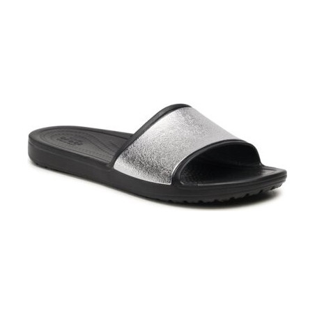 Srebrne klapki Crocs w stylu casual