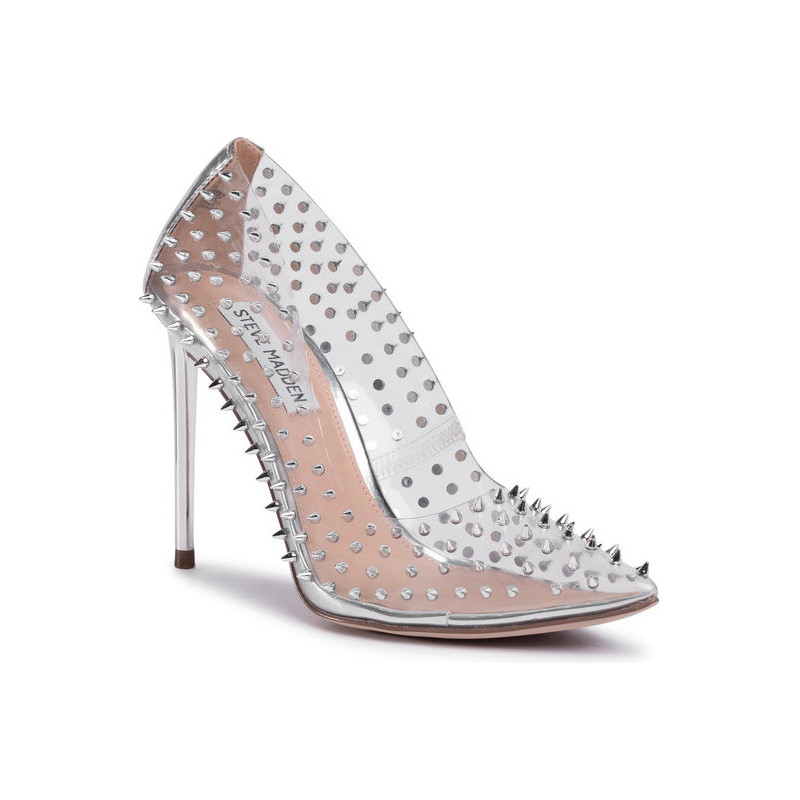 Srebrne szpilki Steve Madden na wysokim obcasie ze spiczastym noskiem