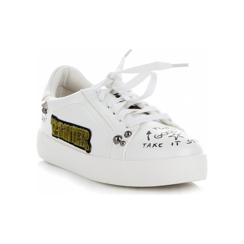 Trampki Ideal Shoes w młodzieżowym stylu sznurowane z tkaniny