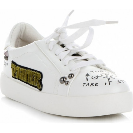 Trampki Ideal Shoes w młodzieżowym stylu sznurowane z tkaniny