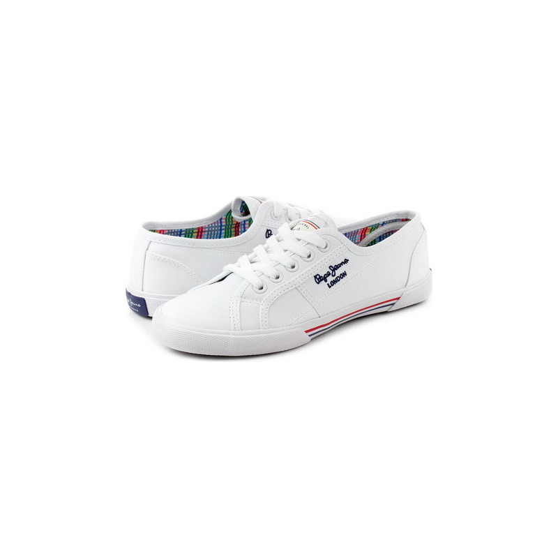 Trampki Pepe Jeans sznurowane z płaską podeszwą