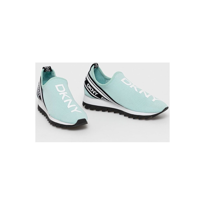 Turkusowe buty sportowe DKNY z płaską podeszwą sznurowane