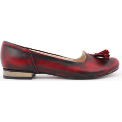 Zapato balerinki - skóra naturalna - model 009 - kolor czarno czerwony