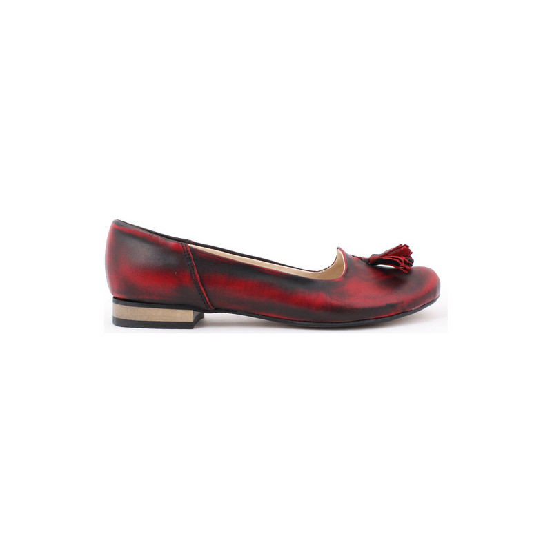 Zapato balerinki - skóra naturalna - model 009 - kolor czarno czerwony