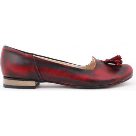 Zapato balerinki - skóra naturalna - model 009 - kolor czarno czerwony