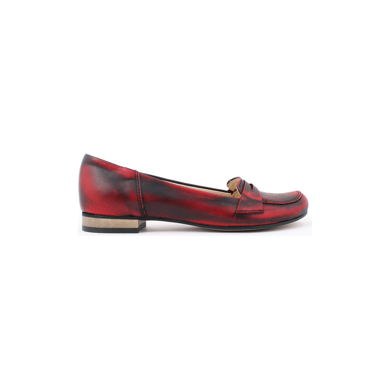 Zapato balerinki - skóra naturalna - model 025 - kolor czarno czerwony