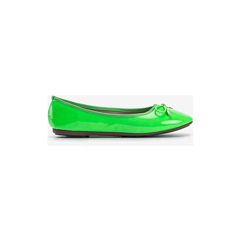 Zielone baleriny Gemre.com.pl w stylu casual z płaską podeszwą