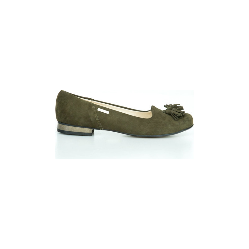 Zielone baleriny Zapato ze skóry w stylu boho