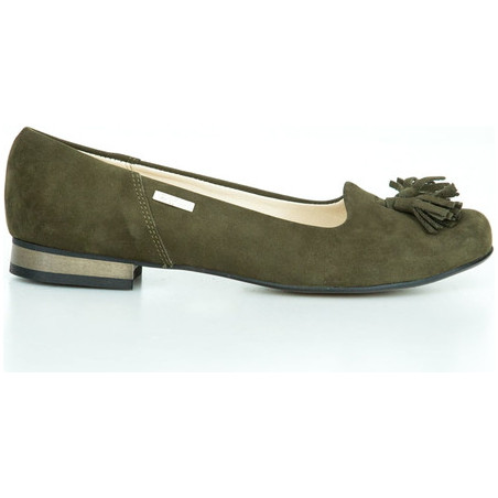 Zielone baleriny Zapato ze skóry w stylu boho