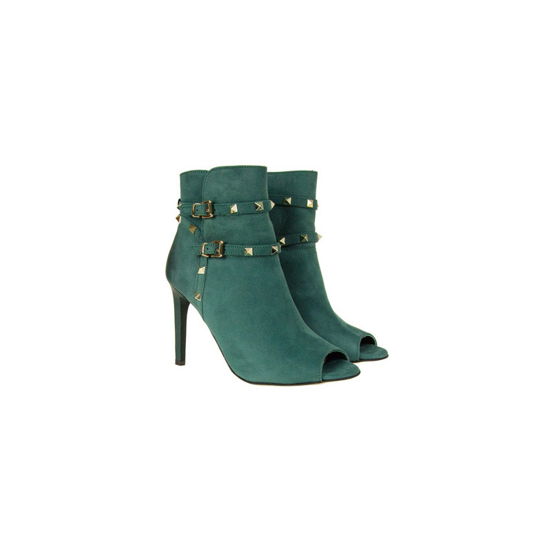 Zielone botki Carinii na szpilce