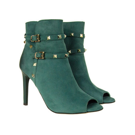 Zielone botki Carinii na szpilce