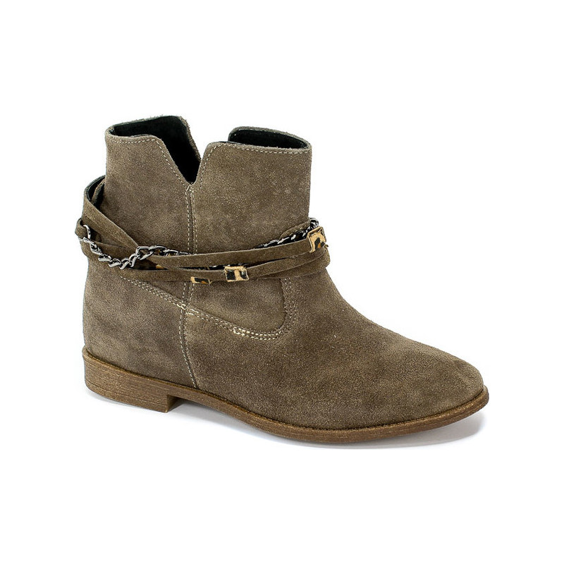 Zielone botki Lewski w stylu casual ze skóry