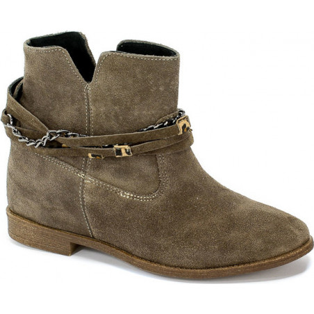 Zielone botki Lewski w stylu casual ze skóry