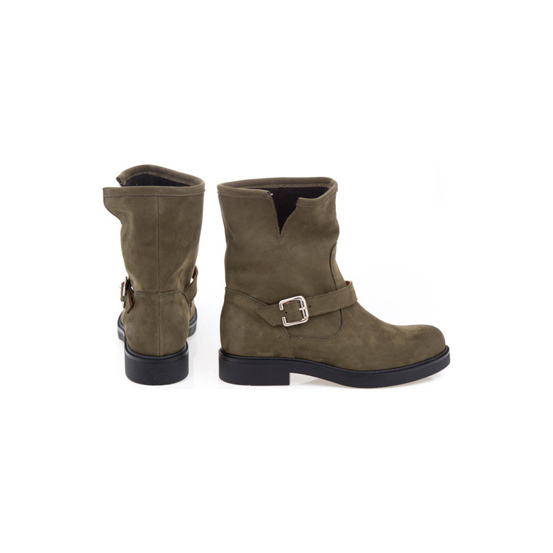 Zielone botki Zapato z płaską podeszwą w stylu casual
