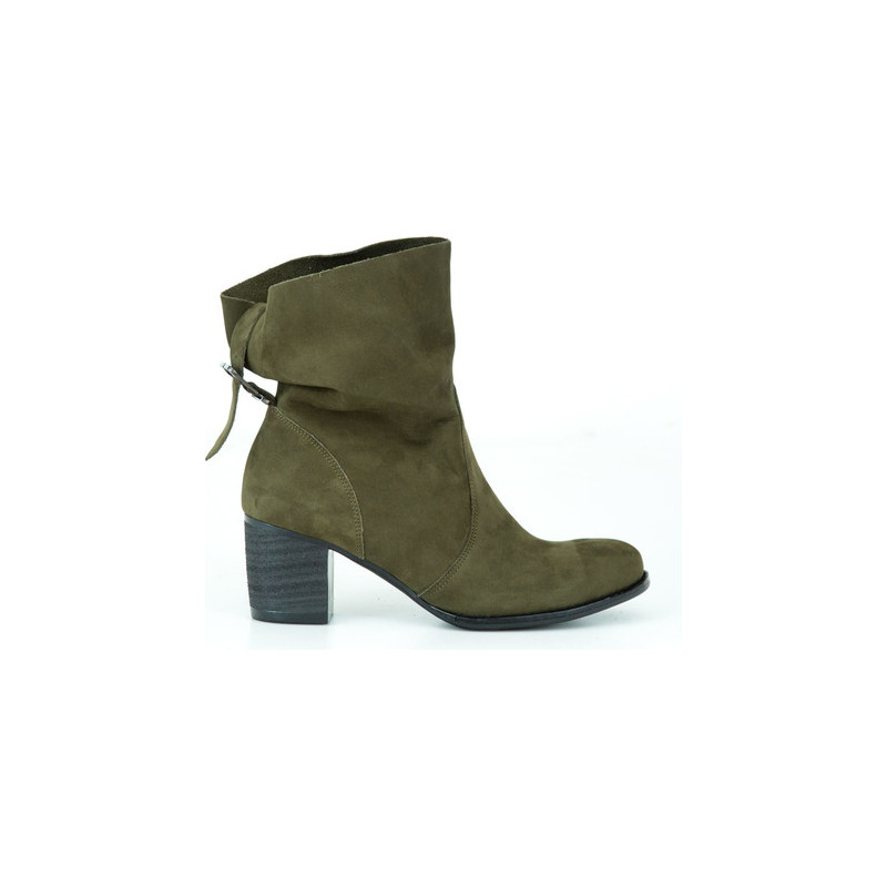 Zielone botki Zapato ze skóry