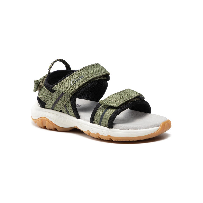 Zielone buty dziecięce letnie Clarks na rzepy