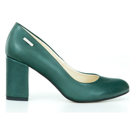 Zielone czółenka Zapato na słupku w stylu klasycznym ze skóry