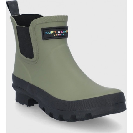 Zielone kalosze Kurt Geiger na platformie