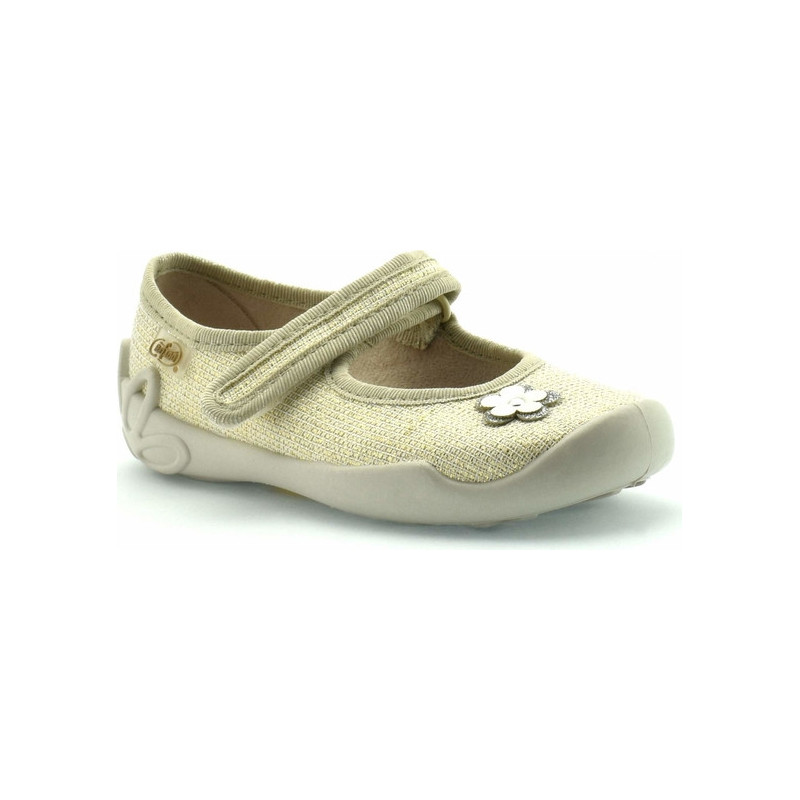 Zielone kapcie Befado w kwiatki na rzepy