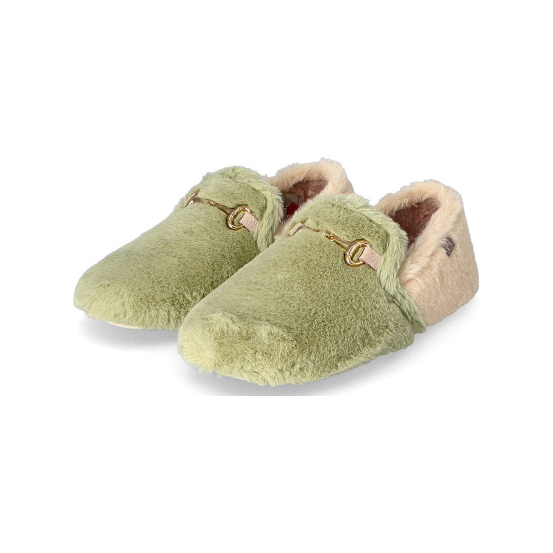 Zielone klapki Macarena Home w stylu casual