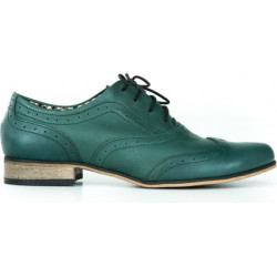 Zielone półbuty Zapato w stylu vintage z płaską podeszwą ze skóry