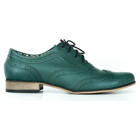 Zielone półbuty Zapato w stylu vintage z płaską podeszwą ze skóry