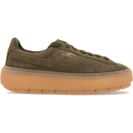Zielone trampki Puma na platformie ze skóry suede