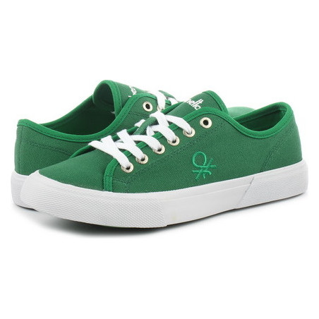Zielone trampki United Colors Of Benetton z płaską podeszwą