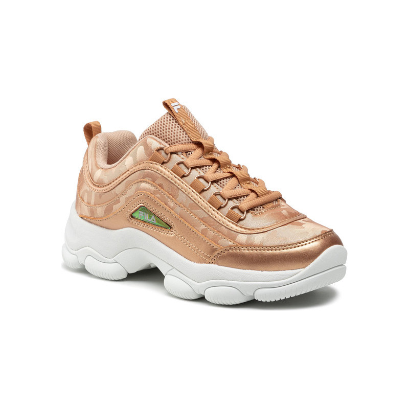 Złote buty sportowe Fila w sportowym stylu sznurowane