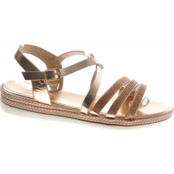 Złote espadryle Pantofelek24 w stylu casual ze skóry ekologicznej z klamrami