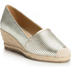 Złote espadryle Wittchen ze skóry w stylu boho