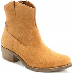 Żółte botki Tymoteo na zamek na obcasie