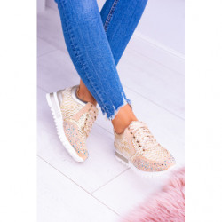 Żółte buty sportowe BUTOSKLEP.PL sznurowane z płaską podeszwą