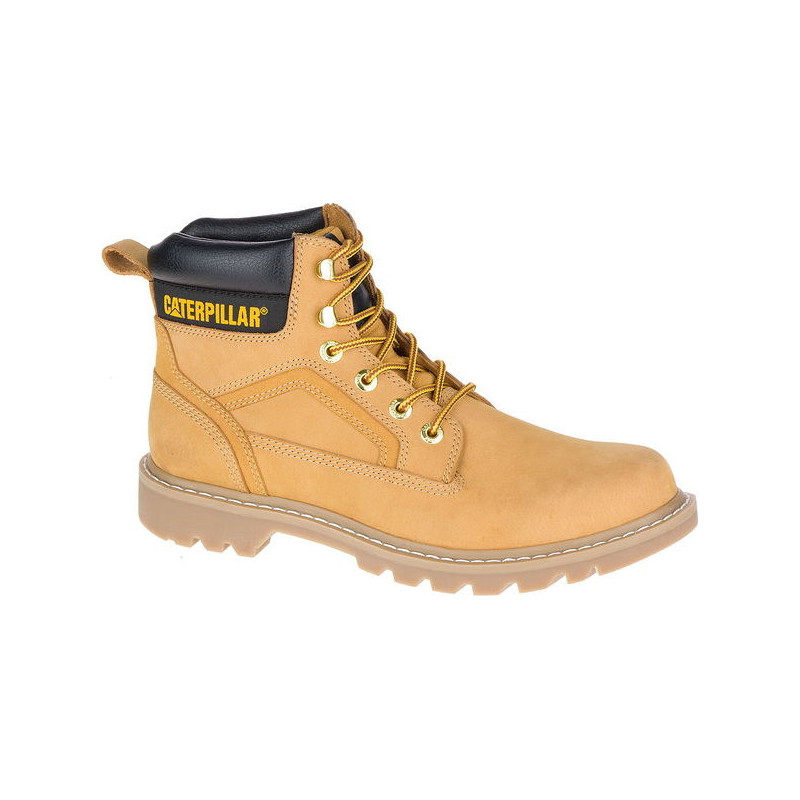 Żółte buty trekkingowe Caterpillar ze skóry