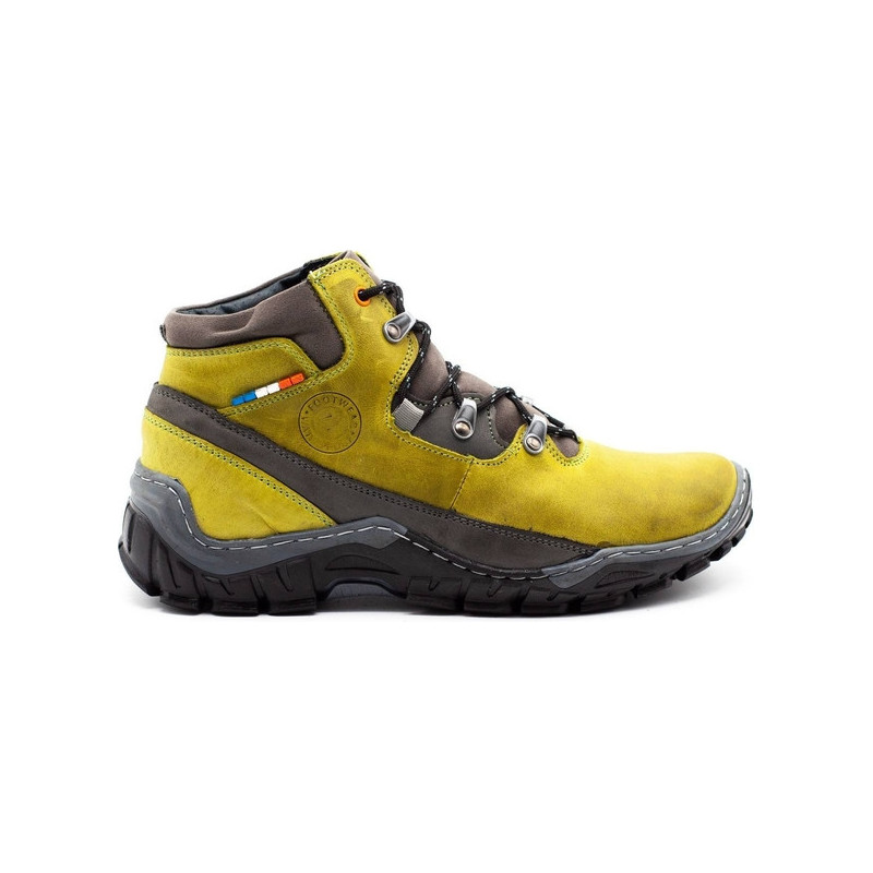 Żółte buty zimowe Buty Olivier sznurowane